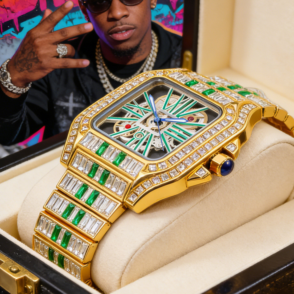 Jewelry And Watches Luxury Brand - Hollow Luxury Bling Quartz Wristwatch Man