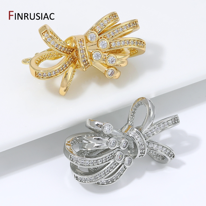 Pearl Necklace - 18K Gold Plated Brass Bow Shape