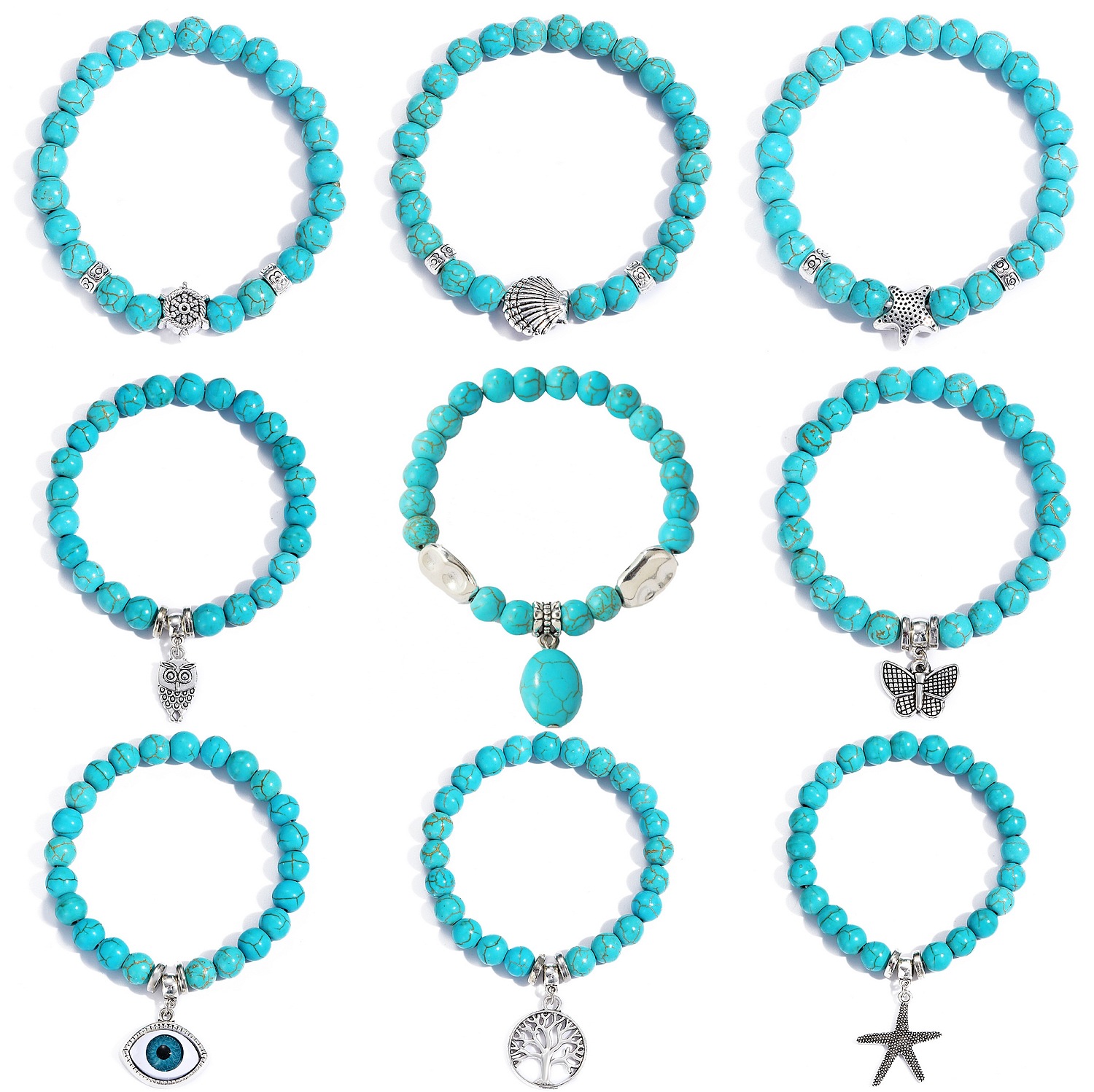 Turquoise Stone Ring - Various Shapes Blue Turquoise Bracelets Cube