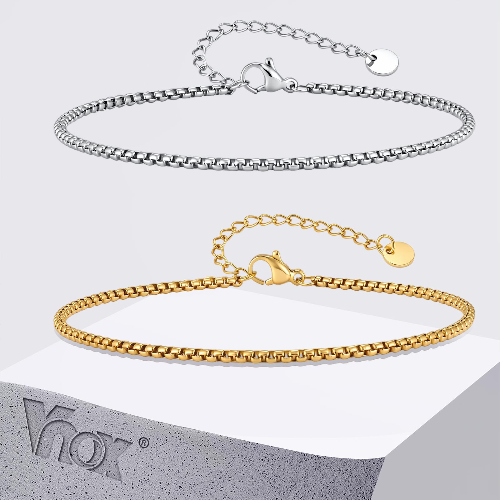 Vnox Stainless Steel Box Chain - đánh giá và giá Jc Jewelry & Watches