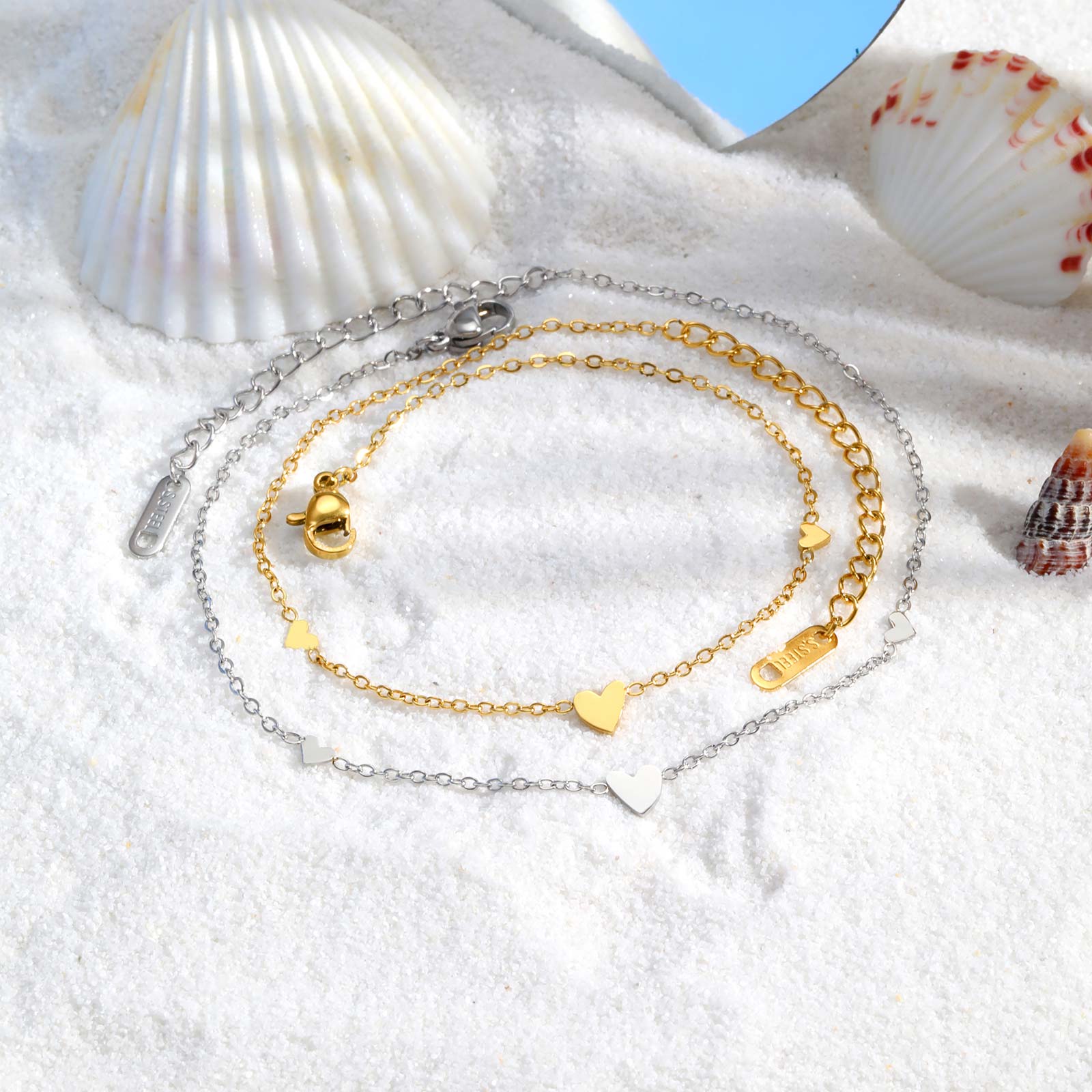 Stainless Steel Heart Anklets  - đánh giá và giá Jc Jewelry & Watches