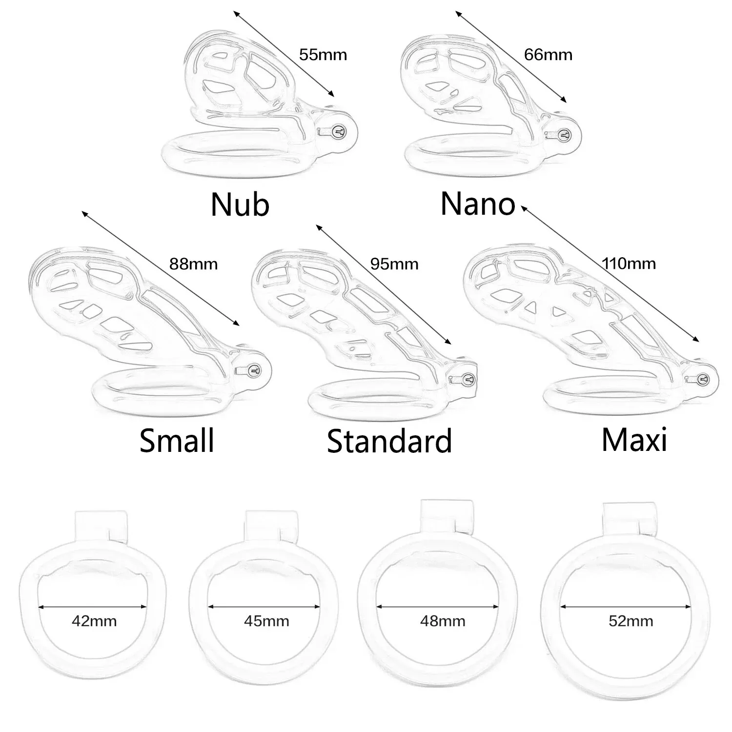 6 sizes CB Nylon Chastity Cage - đánh giá và giá Couple Ring Set