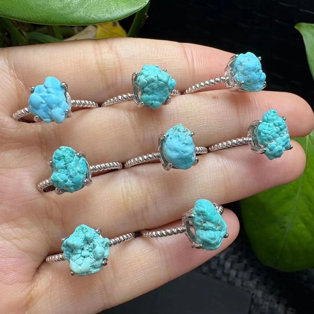 1 Pc Fengbaowu Natural Raw Tur - đánh giá và giá Turquoise Stone Ring