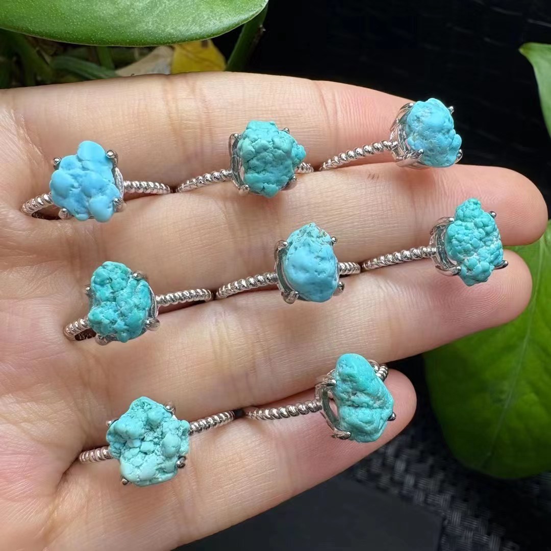 1 Pc Fengbaowu Natural Raw Tur - đánh giá và giá Turquoise Stone Ring