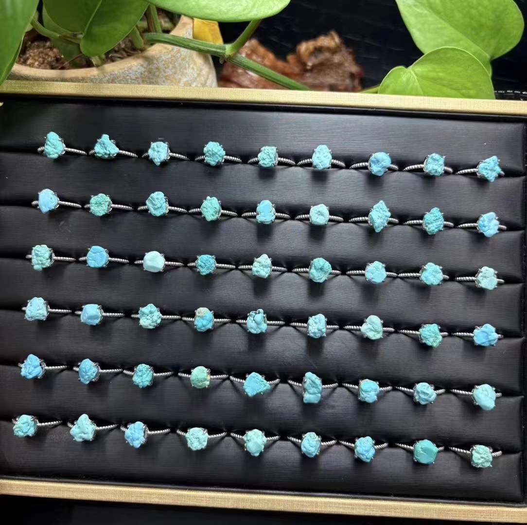 1 Pc Fengbaowu Natural Raw Tur - đánh giá và giá Turquoise Stone Ring