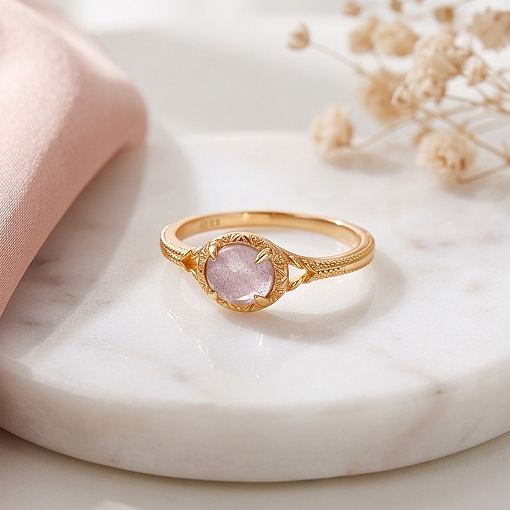 LAMOON Natural Gemstone Labrad - đánh giá và giá Turquoise Stone Ring
