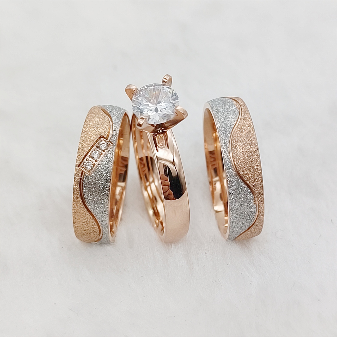 Proposal 3pcs Marriage Promise - đánh giá và giá Couple Ring Set