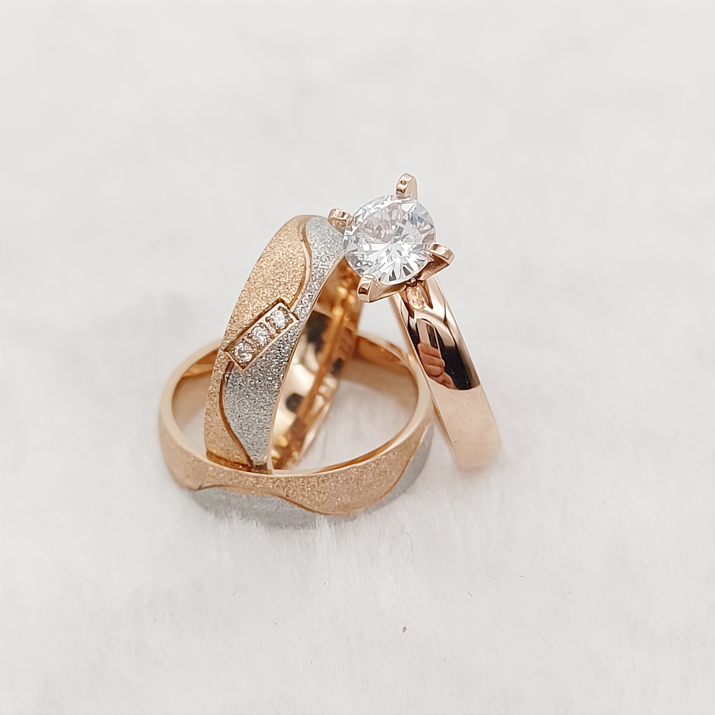 Proposal 3pcs Marriage Promise - đánh giá và giá Couple Ring Set
