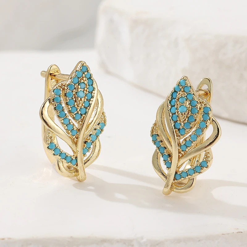 Creative Leaf Shaped Hoop Earr - đánh giá và giá Turquoise Stone Ring