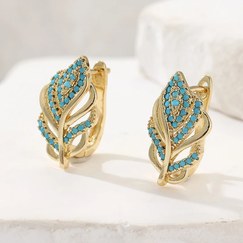 Creative Leaf Shaped Hoop Earr - đánh giá và giá Turquoise Stone Ring