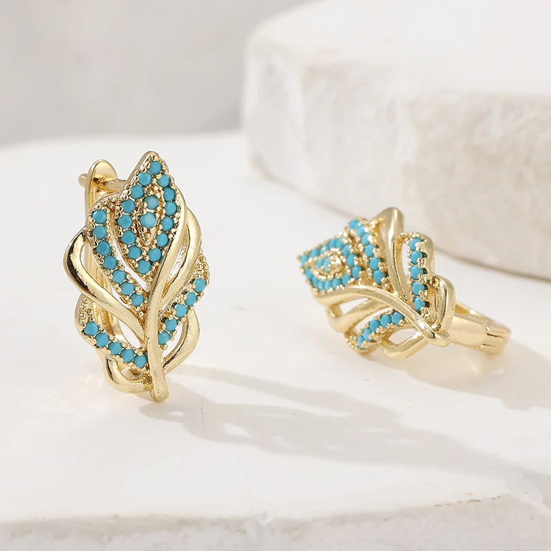 Creative Leaf Shaped Hoop Earr - đánh giá và giá Turquoise Stone Ring