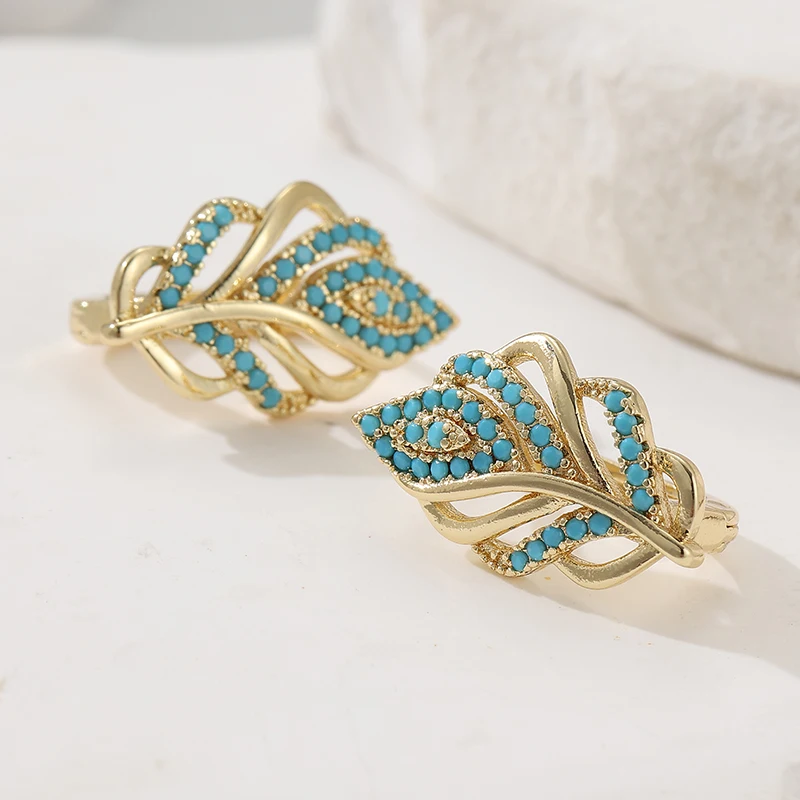 Creative Leaf Shaped Hoop Earr - đánh giá và giá Turquoise Stone Ring